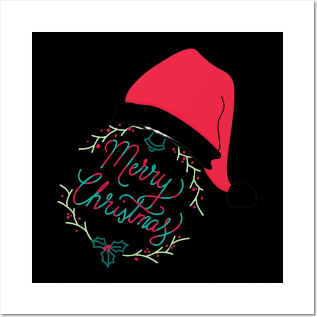 Merry Christmas - Santa Hat Wall Art by Christamas Clothing